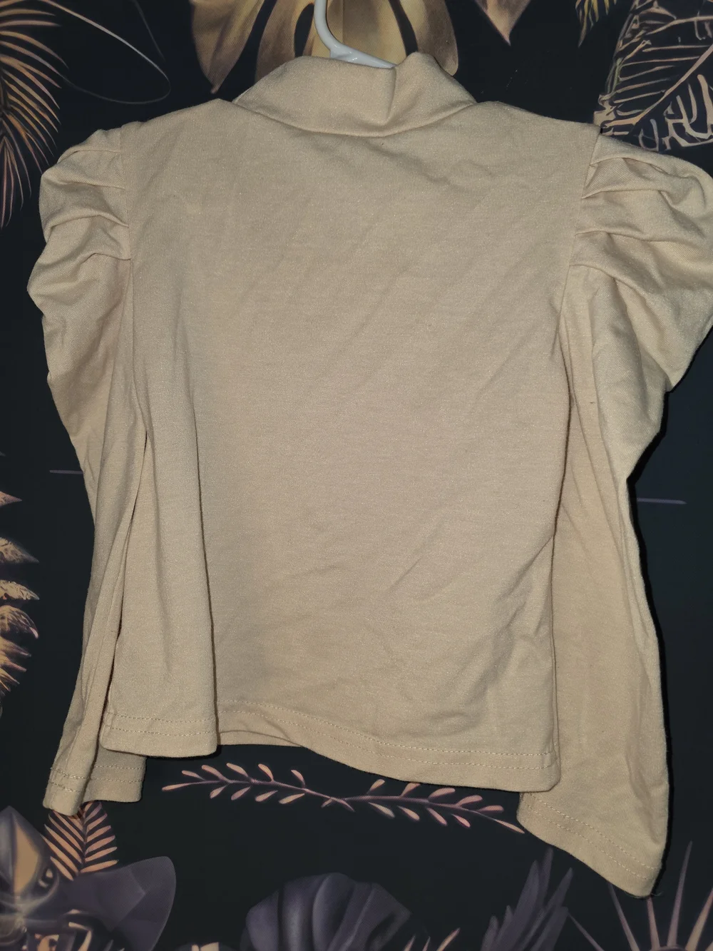Puff-Sleeve Turtleneck Long-Sleeve Top - Cream